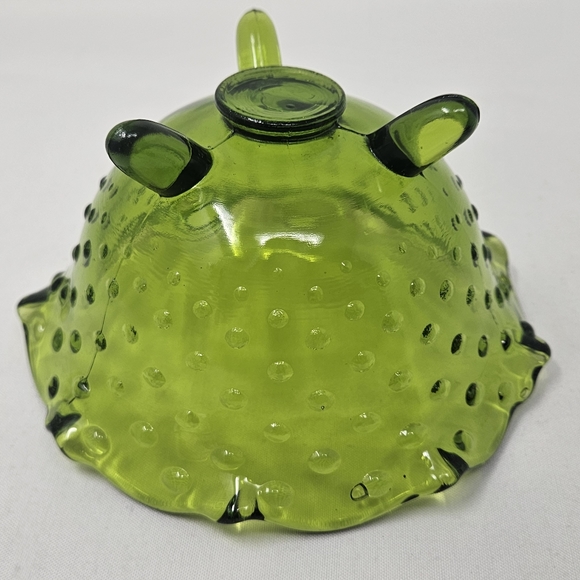 VIKING GLASS green ruffle hobnail dish vintage - Picture 11 of 16